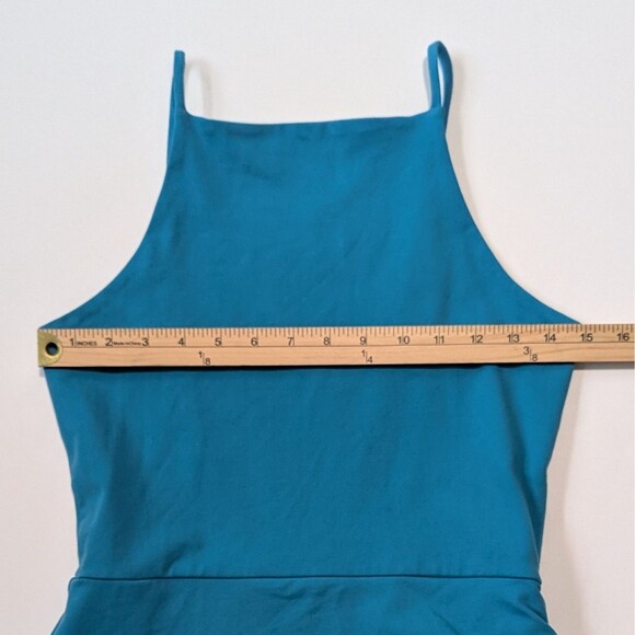 Susana Monaco Asymmetrical Mini Dress Solid Blue Fitted Ruched - Picture 4 of 9